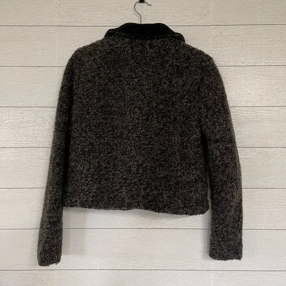 Grey fuzzy wool winter moto style jacket - Picture 4 of 10